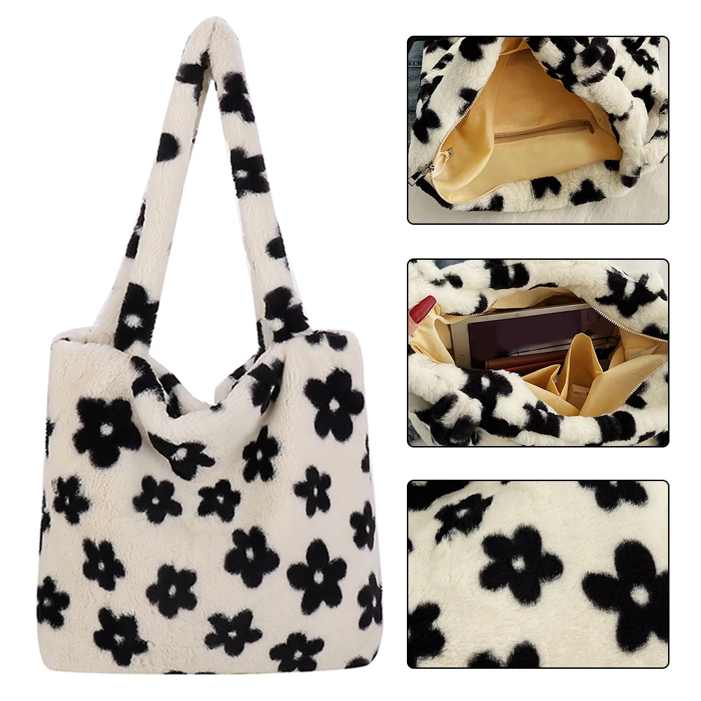 

Women Fluffy Shoulder Bag Furry Satchel Hobo Bag Casual Top Handle Bag Plush Underarm Bag Fuzzy Tote Handbag Commuting Bag