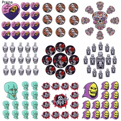 10PCS Wholesale Hippie Skull Patch Iron On Patches For Clothing Stickers Punk Biker Embroidered Patches On Clothes Applique DIY