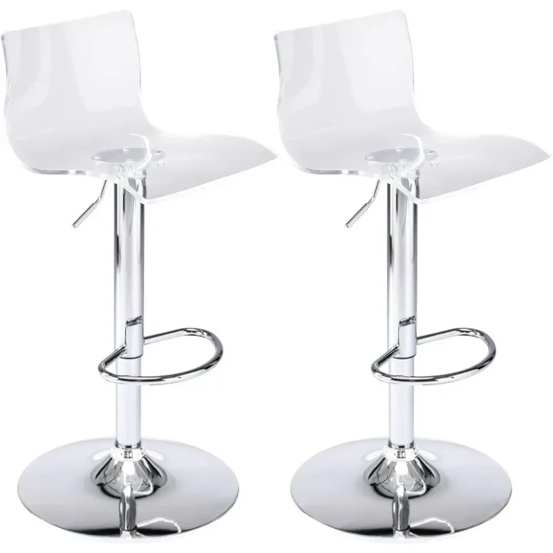 

Acrylic Bar Stools with Mid Back, Set of 2, Transparent Adjustable Swivel Airlift Barstools, Counter Height Bar Chairs