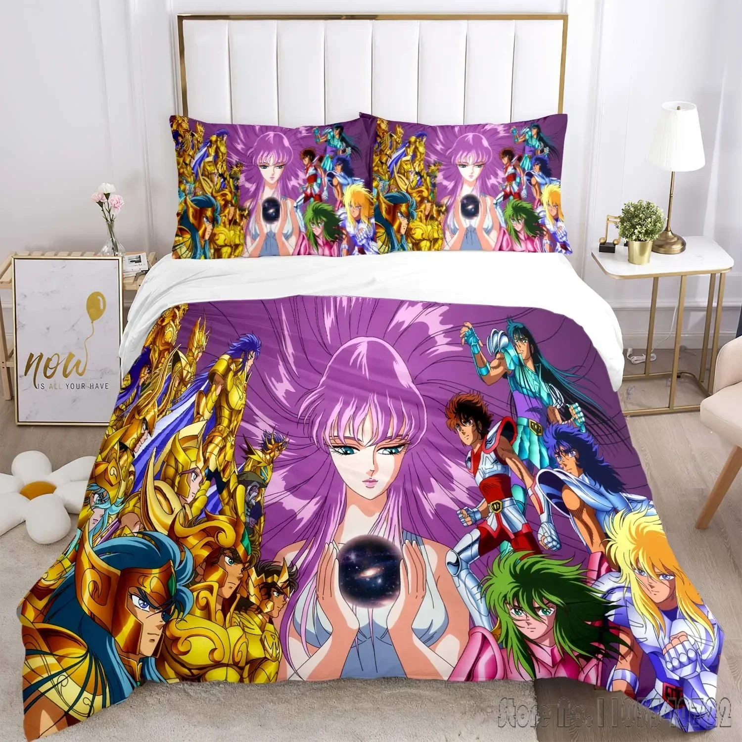 Admire Saint Seiya Pattern Cartoon Duvet Cover Set HD Comforter Cover for Kids Bedding Sets Bedclothes Bedroom Decor