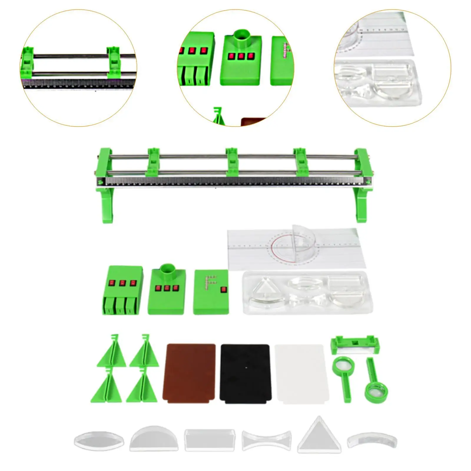 Kits de experimentos ópticos, herramienta de demostración de clase multifunción, instrumento óptico físico, enseñanza en el aula, lente convexa cóncava