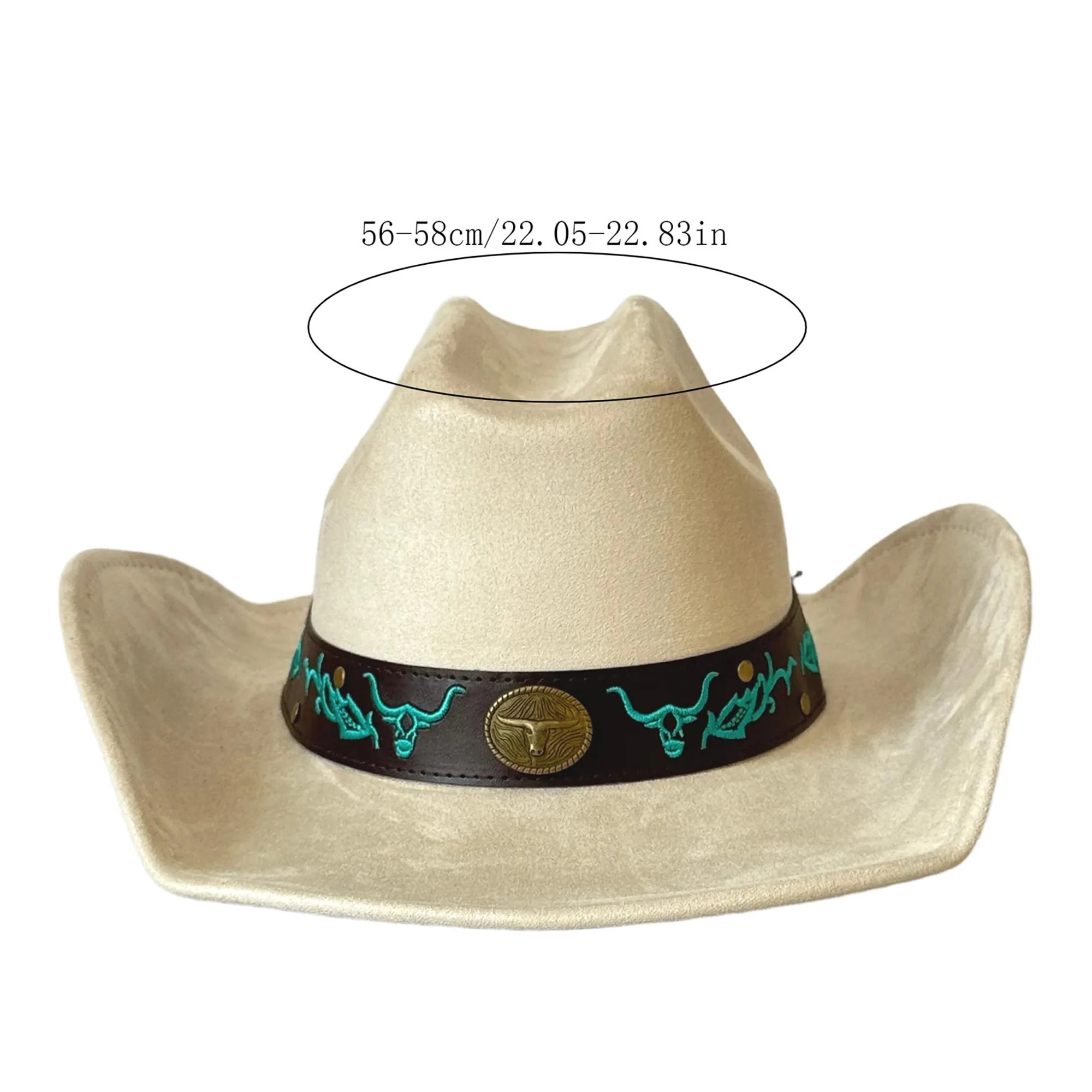

Vintage Style Women Men Wide Brim Fedora Hat with Embroidered Bull Head Design and Belted Wool Felt Jazz Cap for Party Wear