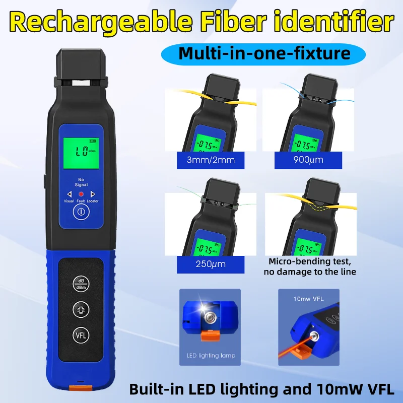 COMPTYCO AUA-C40 Rechargeable Optical Fiber Identifier (Built-in LED Lighting and 10mW Visual Fault Locator) Fiber Optic Tester