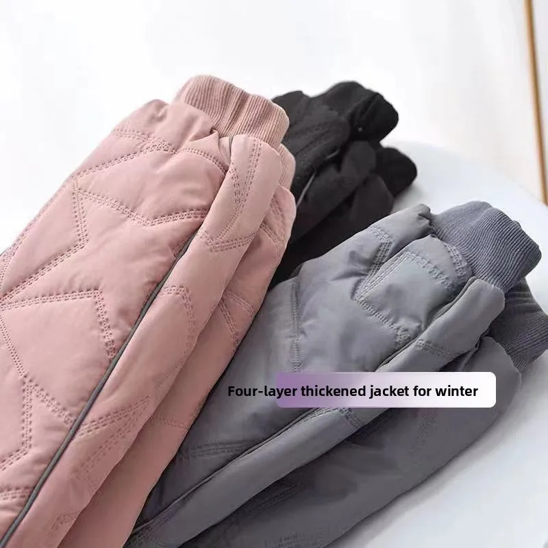 Thiened Cotton Trousers for Children Outdoor Wear Warm Pants Fce Lined ex Long Pants for Boys And Girls