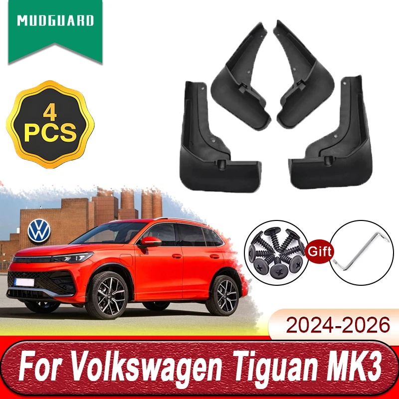 

For Volkswagen VW Tiguan R Line MK3 2023 2024 2025 Car Mud Flaps Anti-scratch Mudflaps Splash Guards Front Rear Fender Mudguards