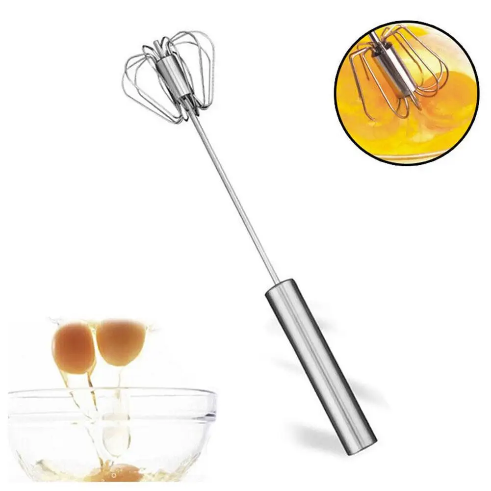 New Semi-automatic Egg Beater Stainless Steel Egg Whisk Kitchen Egg Manual Egg Self Turning Accessories Stirrer Tools Mixer Z1C0