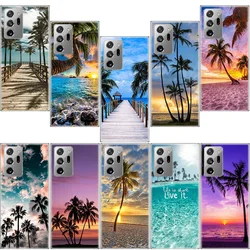 Summer Beach Scene at Sunset on sea Palm Tree Phone Case For Samsung S24 S23 S22 Ultra Fundas S21 Plus Galaxy S20 FE S10 Lite S1