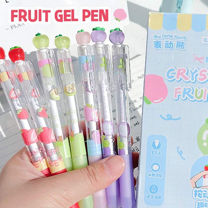 

Креативные гелевые ручки в форме фруктов, вращающиеся 0,5 мм ST-наконечники, быстросохнущие черные чернила, гладкие ручки для письма, офисные канцелярские принадлежности