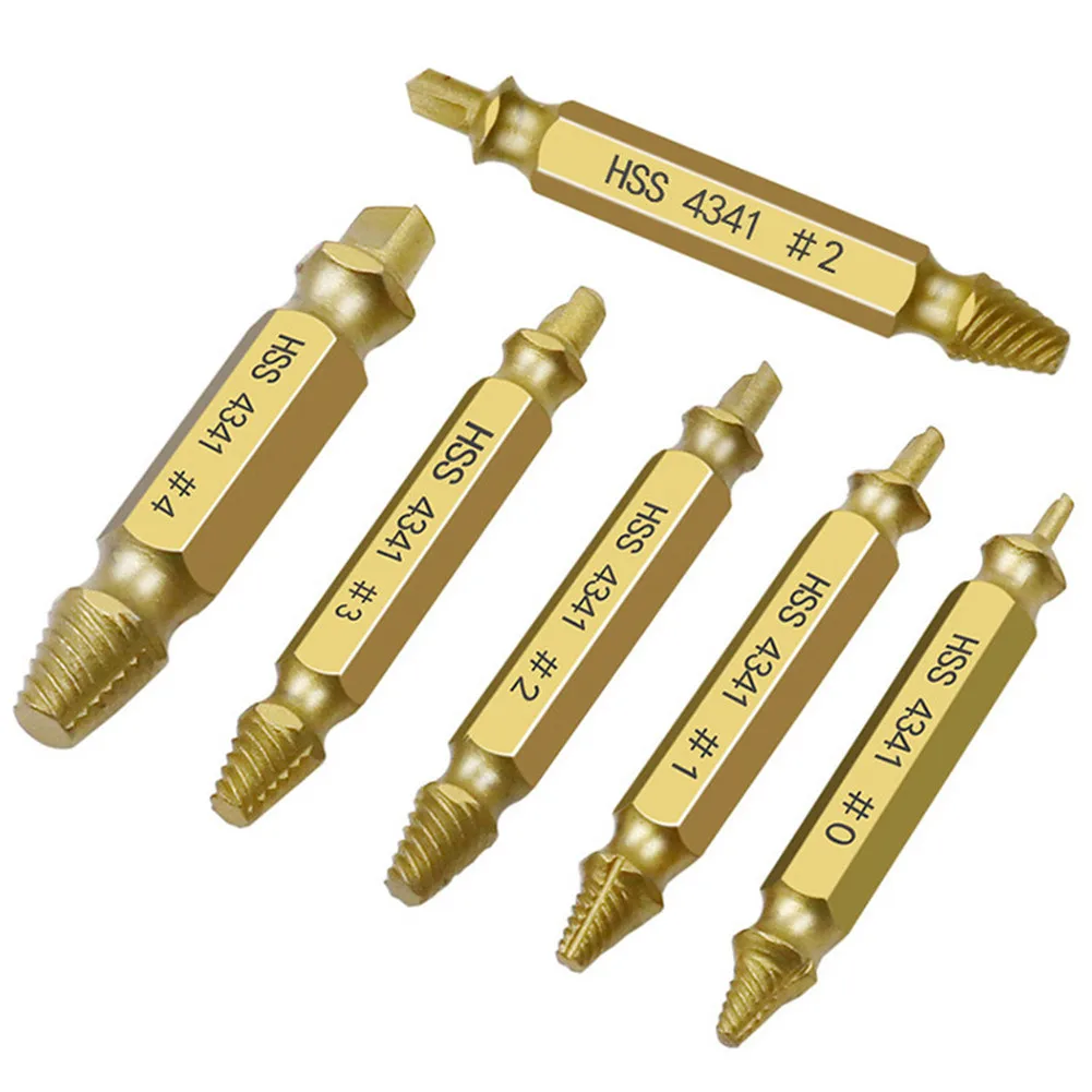 6pcs Damaged Screw Extractor Drill Bits Guide Set Broken Speed Out Easy out Bolt Screw High Strength Remover Tools