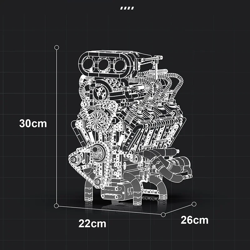 2347PCS V8 Engine Model Building Blocks Sets Simulated Gearbox Piston Linkage Assembly Bricks Toys Desktop Ornament For Gifts
