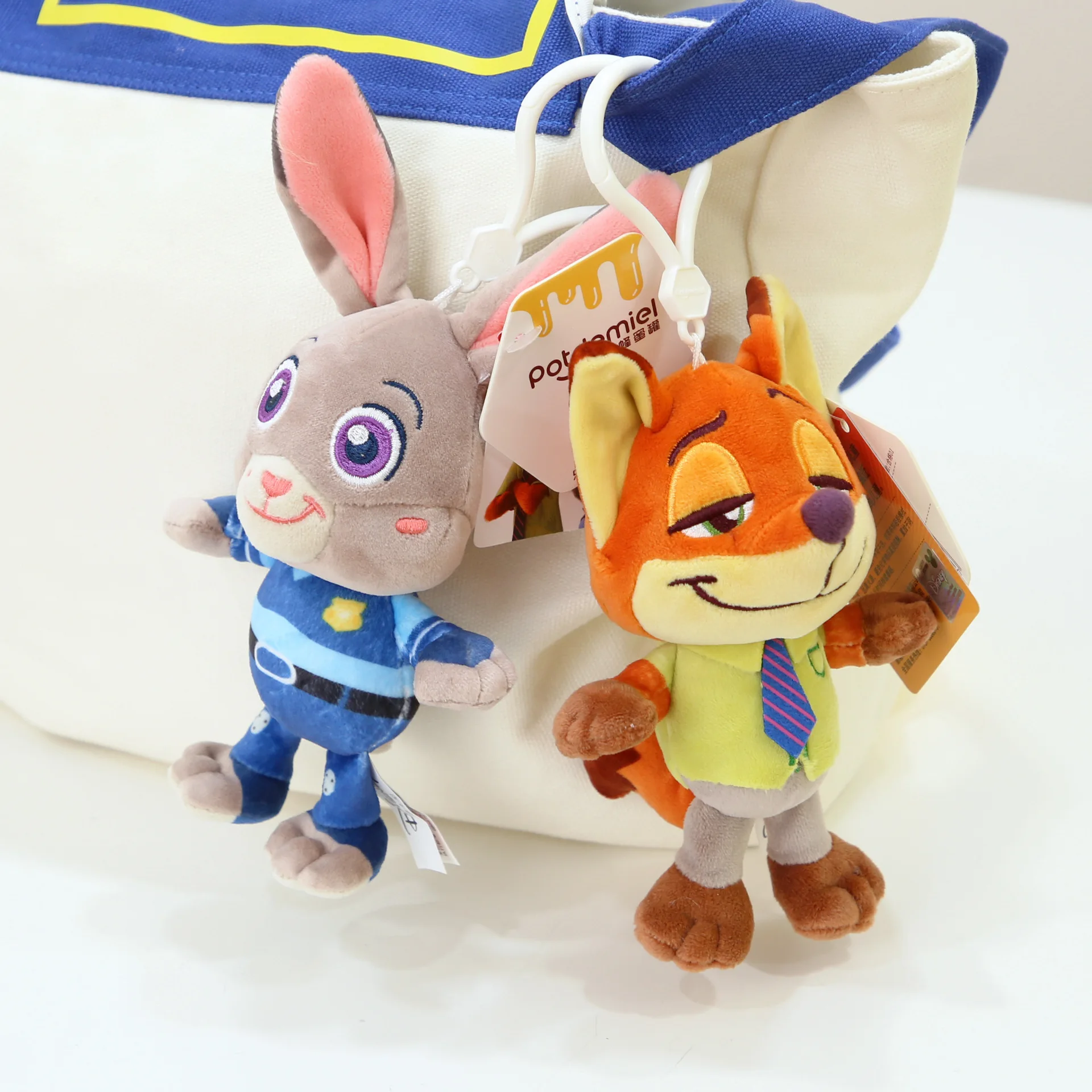 Kawaii Disney Anime Zootopia Judy Nick Peluche Portachiavi Ciondolo Cartoon Zaino Borsa Peluche Ciondolo Decorazione Regalo per bambini