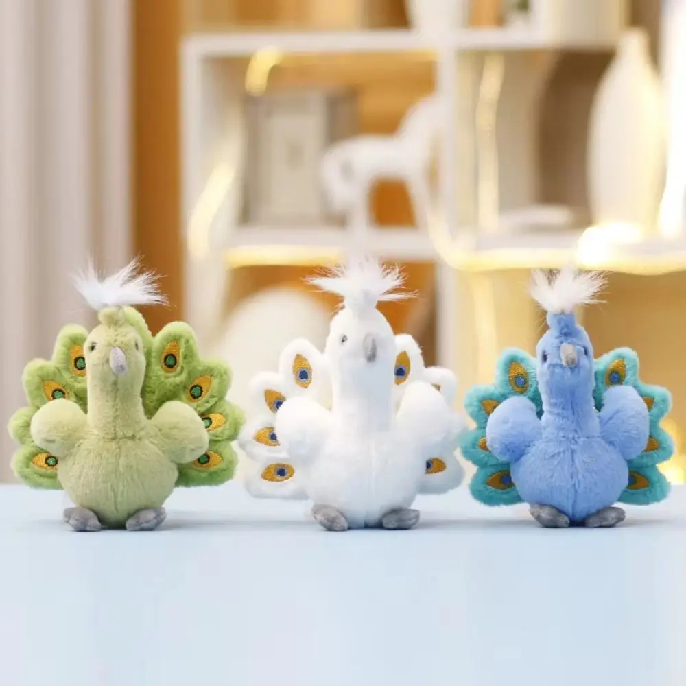 PP algodão pavão boneca chaveiro de pelúcia coleção fofo pavão chaveiro ornamentos pendurado saco de pelúcia pingente