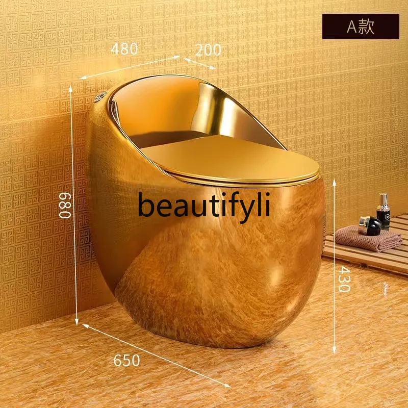 Mini egg-shaped, local tyrant gold toilet, colored gold siphon toilet gold.