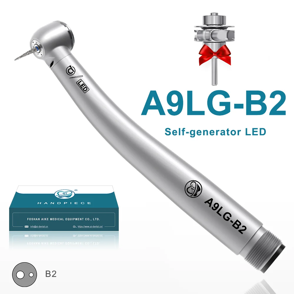 

2/4 Holes High Speed Air Turbine Handpiece with Self-Power E-generator Upgrade Bearings A9LG-B2/M4 AI DENTAL AiKO Series