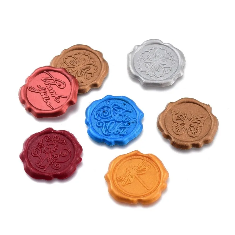 

50PCS Adhesive Wax Seal Stickers For Envelope Seal Mixed Style Mixed Color 3.1x0.25cm Random pattern mixing