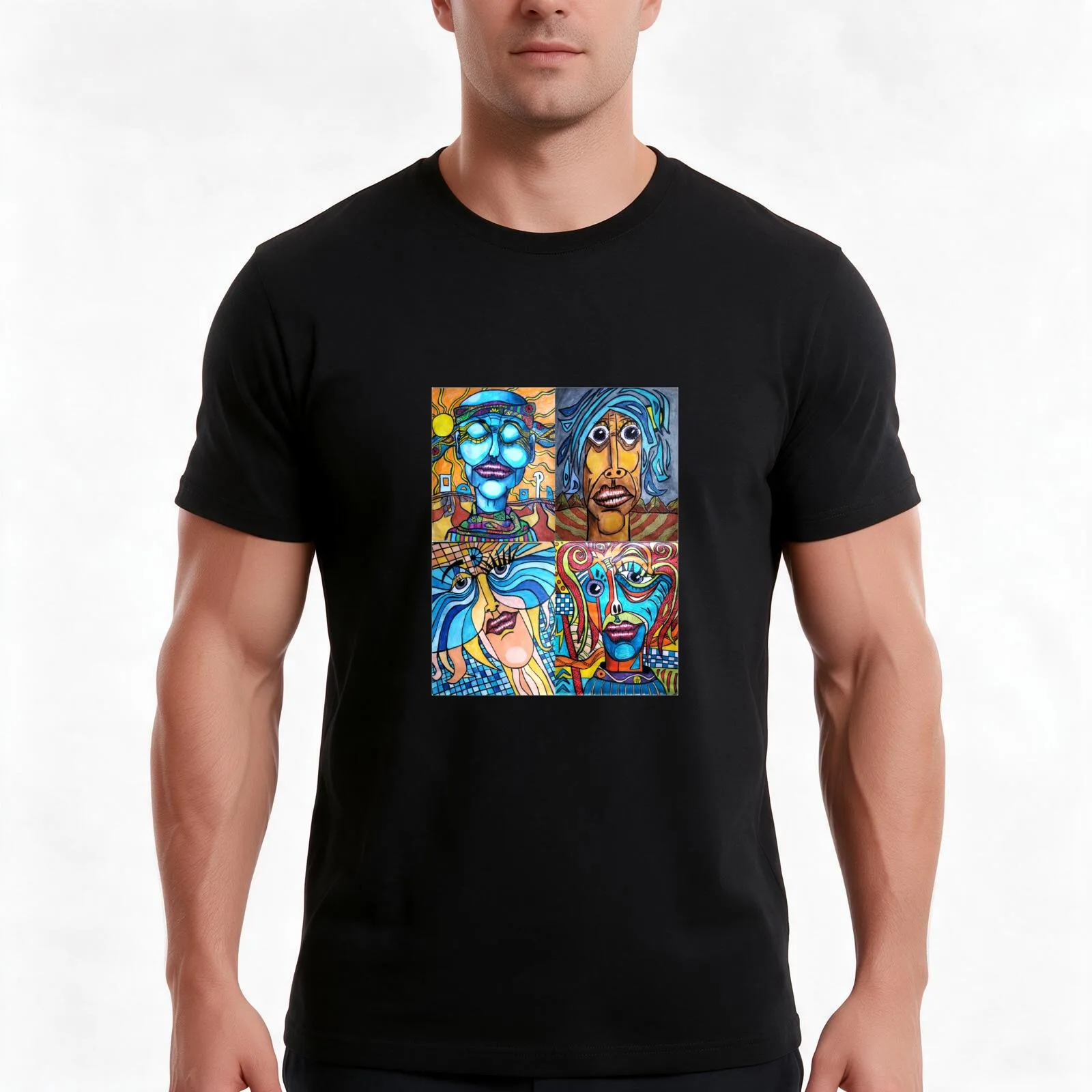 Bluz Collective T-Shirt, Summer Casual Cotton Tee, Oversized Streetwear Tops, Vintage Graphic Print, Loose Fit Short Sleeve