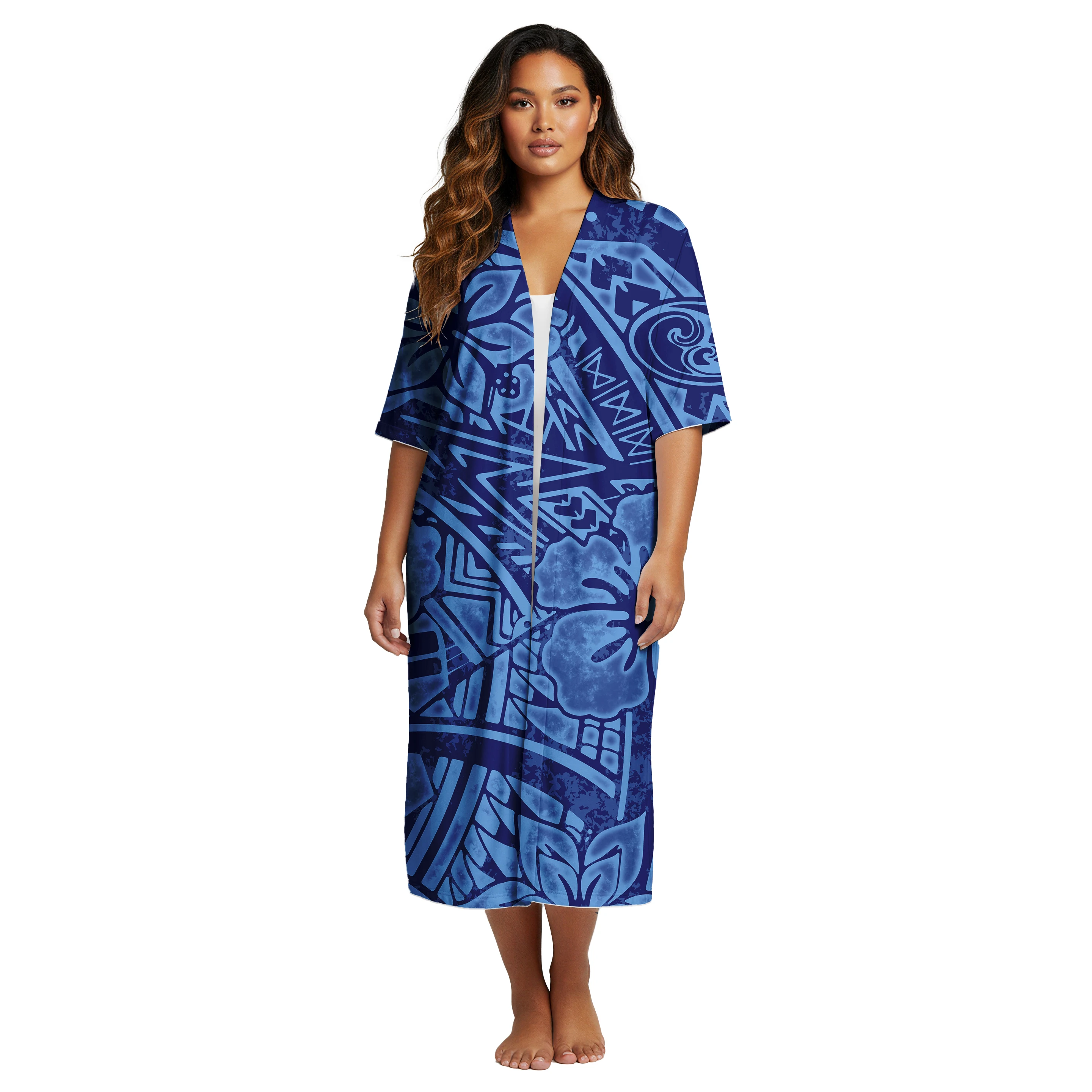 Fabryczna Cena Damska Odzież na Zamówienie Hawajski Swobodny Kardigan Peleryna Samoński Styl Etniczny Polinezyjski Damski Oversize Kimono Kardigan