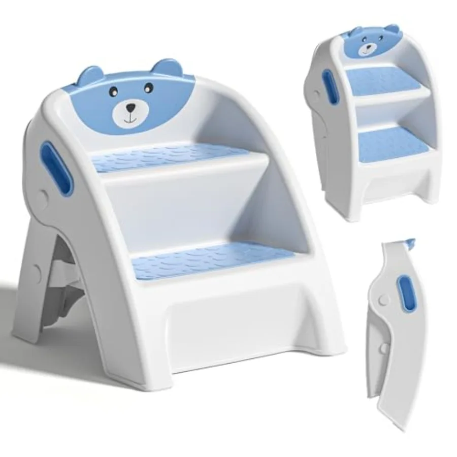 

Toddler Step Stool for Bathroom Sink and Potty Training Durable Anti-Slip, Anti-Tip A-Frame, 10-Second Assembly, 2-Step Potty S