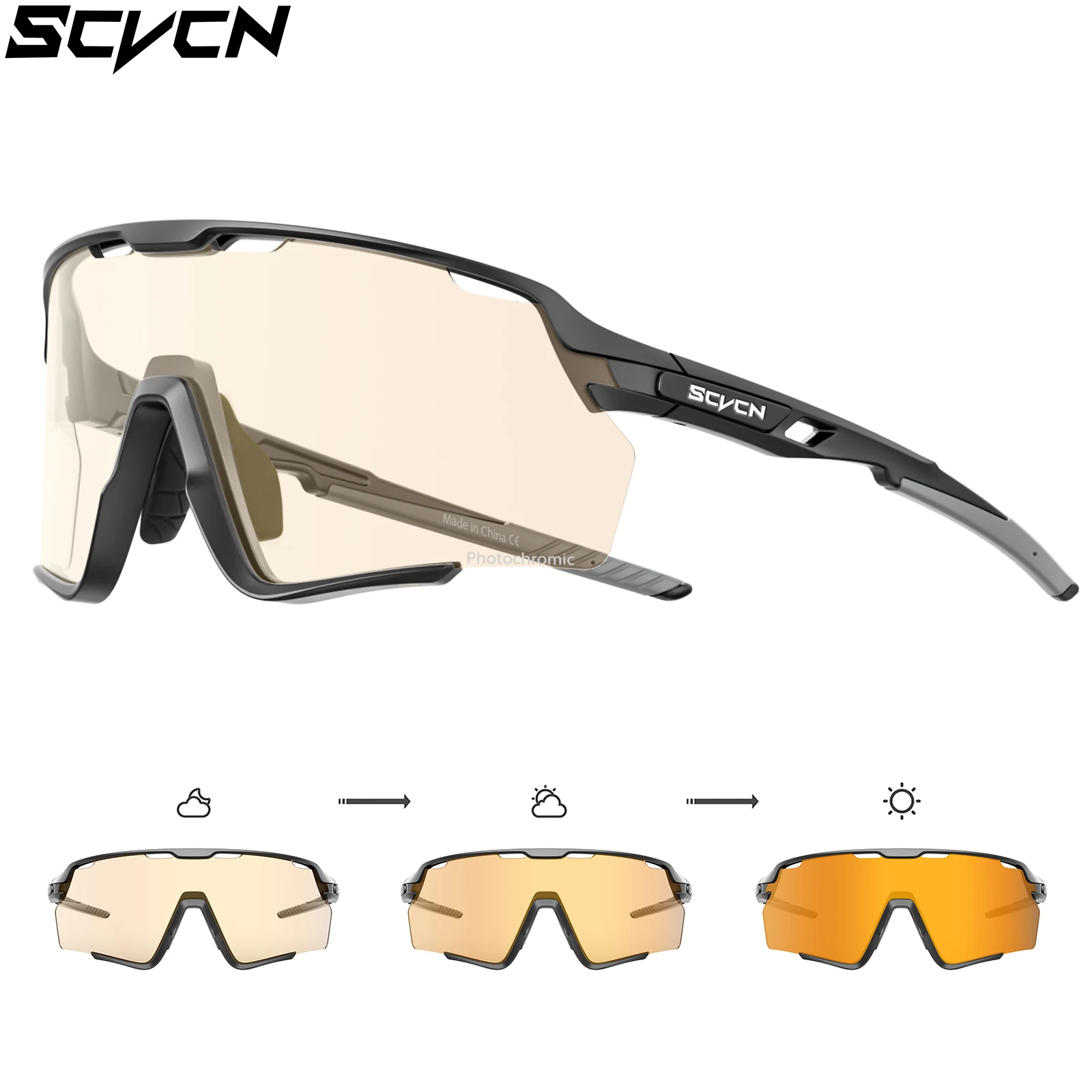 

SCVCN Cycling Glasses Photochromic Bike Cycling Sunglasses UV400 Sports Eyewear Outdoor Bicycle Golf Driving Fishing Equipment