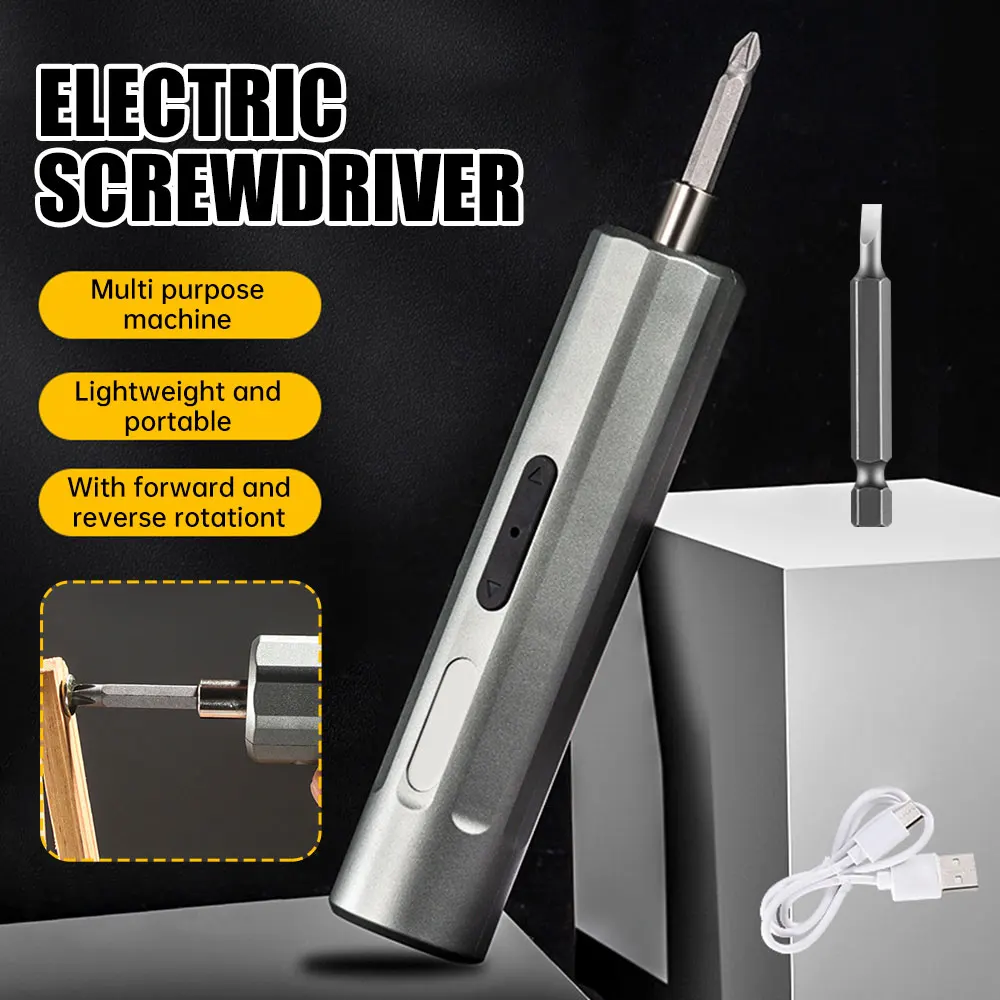 

Mini Electric Screwdriver Portable Alloy Body Forward Backward Rotation Screwdriver with Self Suction Chuck for Home Repair DIY