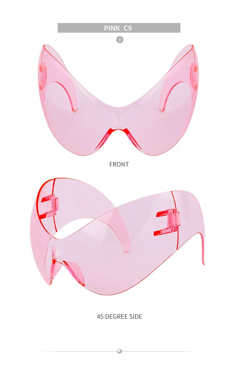 Übergroße Y2k Sport Sonnenbrille Frauen 2000er Wrap Around Schild Goggle Männer Luxus Marke Designer Trends Punk Sonnenbrille Oculos – Detail 25