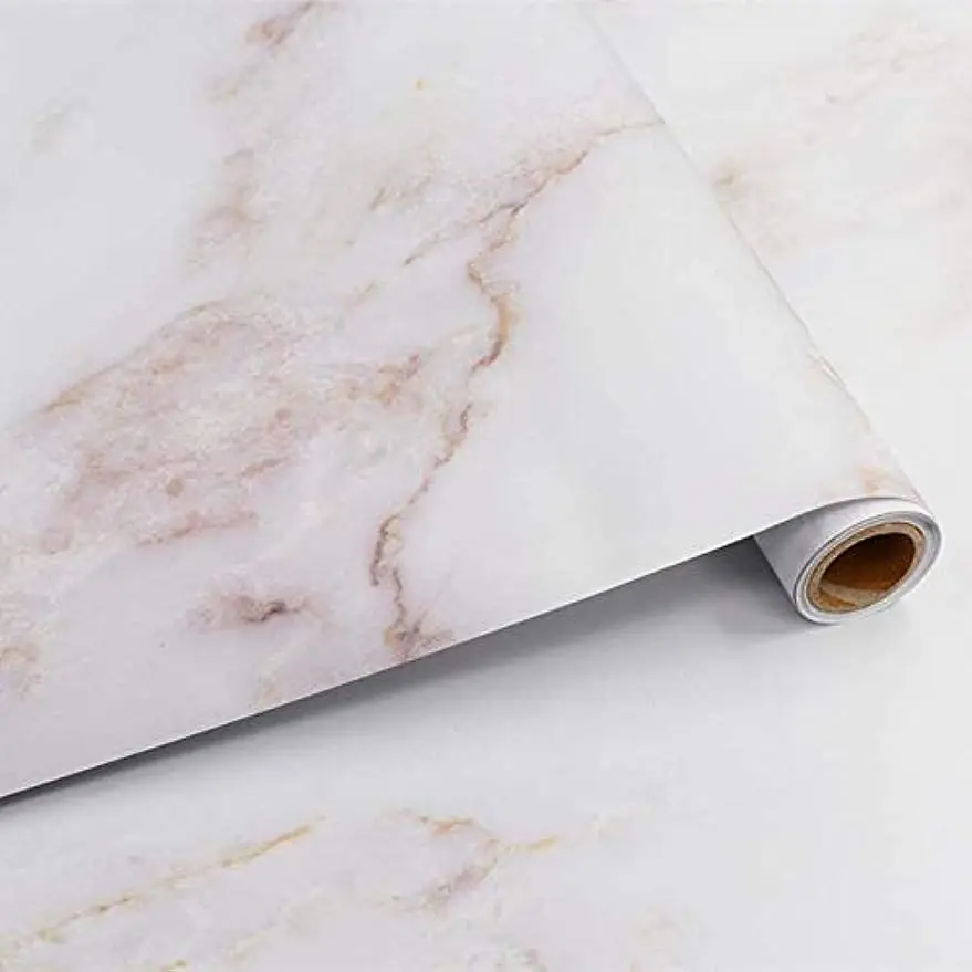 Matte Marble Peel and Stick Gold White Counter Thick Self Adhesive Removable Wallpaper Furniture Decorate Vinyl Film Shelf Paper