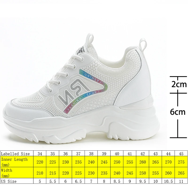 Fujin White 2024 Wedge Heels Air Mesh Platform Wedge Shoes White Breathable Chunky Sneakers Summer Walking Shoe Genuine Leather