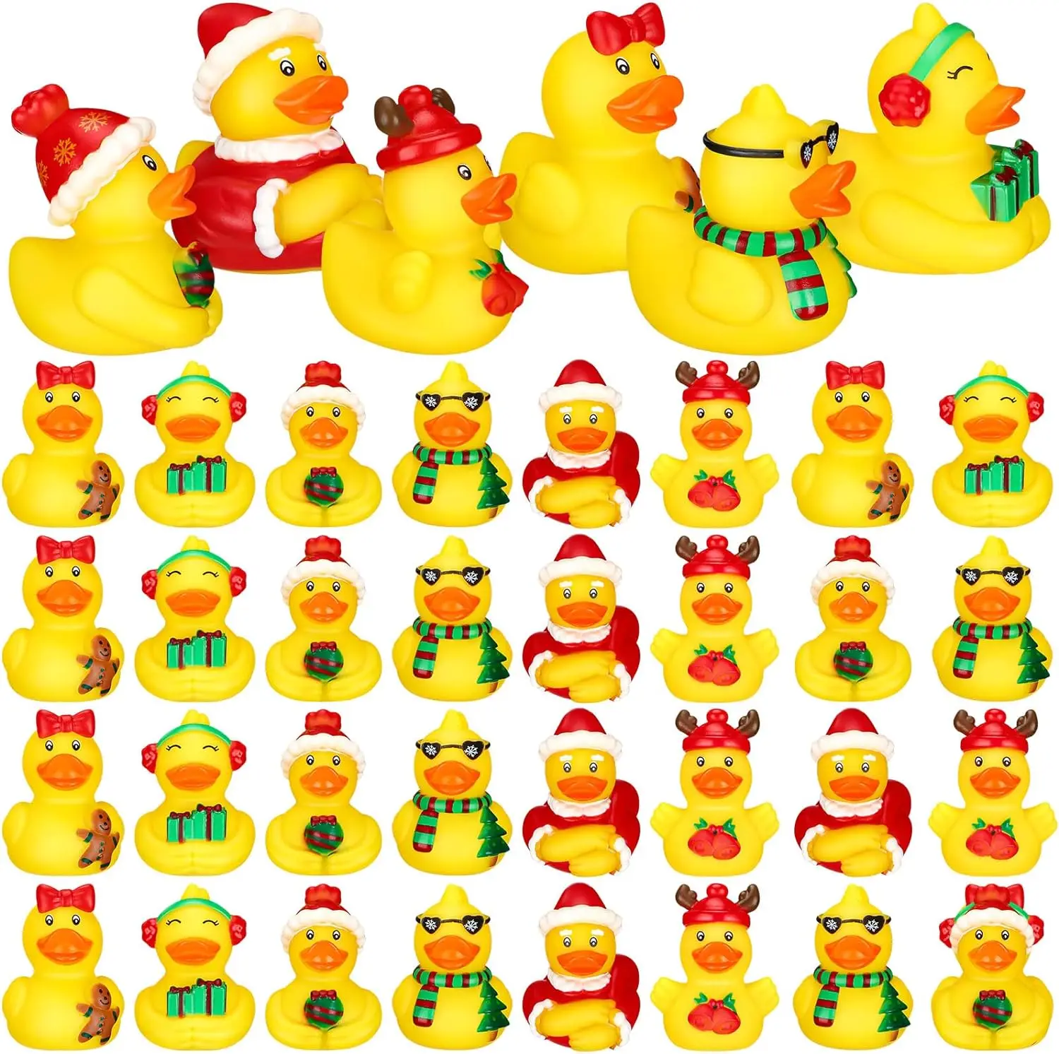 هدايا عيد الميلاد على شكل بطة مطاطية لحفلات هدايا العطلات لعيد الميلاد، والدش، وأعياد الميلاد، والشاطئ، والماردي جرا، لجميع المواسم