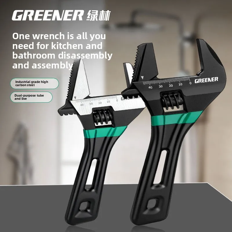 

Green Forest Short Handle Open End Wrench Stainless Steel Universal Bathroom Wrench Household Large Opening Repair Tool