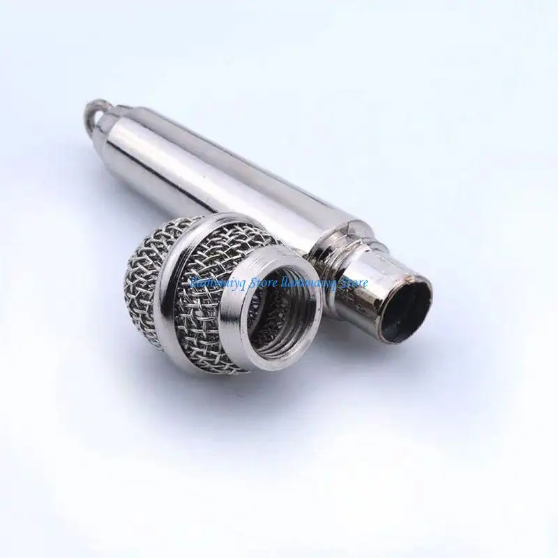 573B Delicate Keyfob Music Jewelry Gift for Men Women Teens Silver Microphone Keychain Bag Charm Pendant for Key Ring Decorat