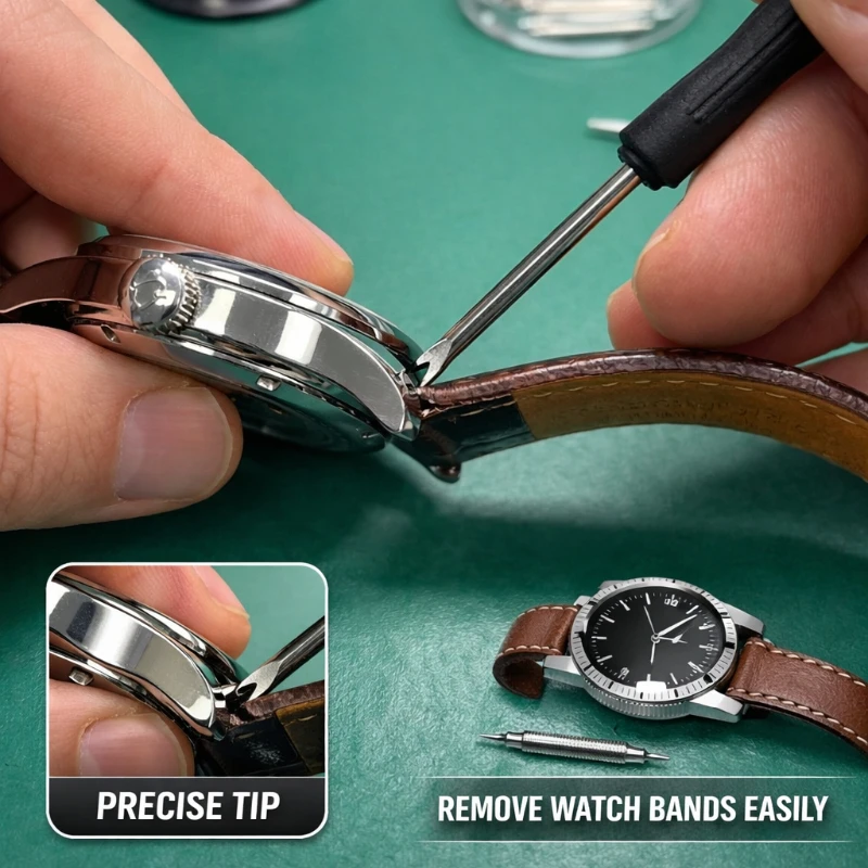 Portable V‑Shape Spring Bar Tool Mini Flat Screwdriver Watch Band Strap Link Pin Remover Adjuster Wristwatch Repair Hand Tool