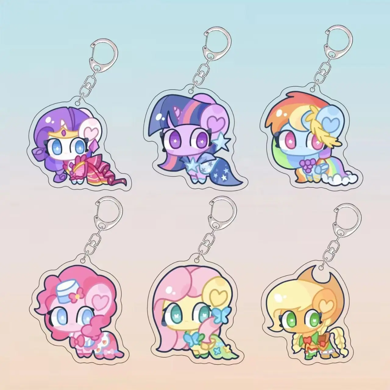 

Creative Rarity Cartoon Keychain Stand Card Pinkie Pie Decorate Twilight Sparkle Keyring Pendant Rainbow Acrylic Accessories
