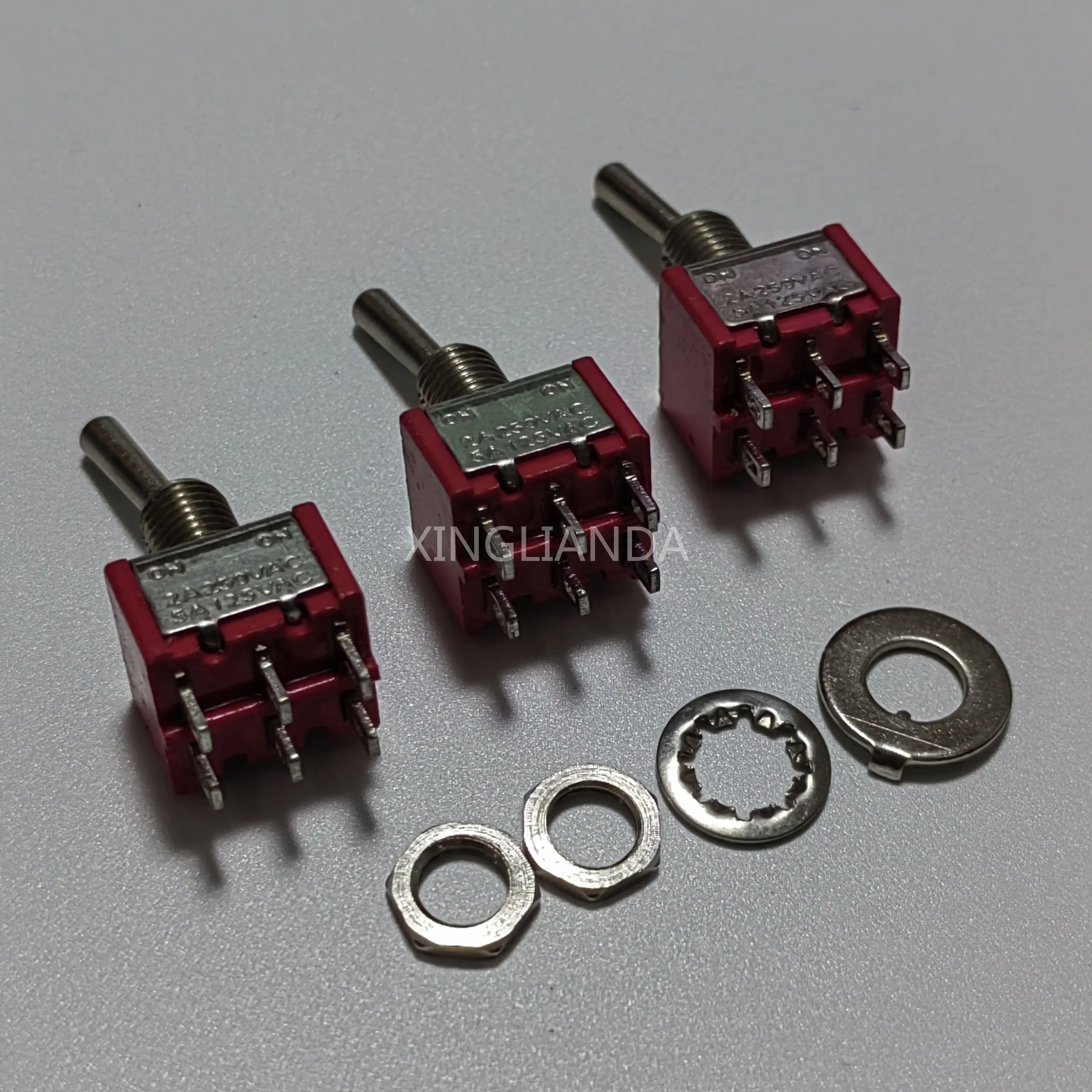 

10 шт. MTS-202 красный тумблер 6A 125 В переменного тока ON-ON DPDT 6 мм мини-переключатели