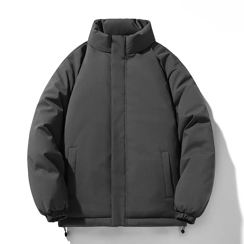 冬パーカー男性無地厚いスタンドカラーファッション若々しい活力暖かいジャケット男性ルーズストリート生き抜くコート男