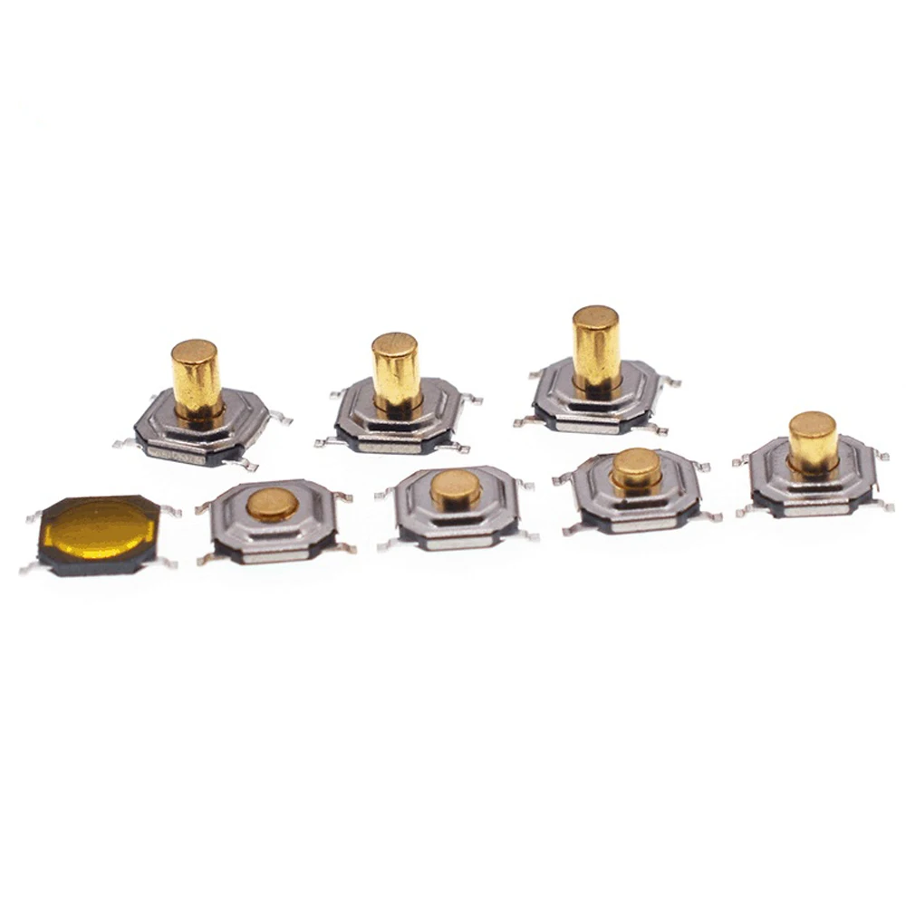 50PCS Tact Switch  4*4*1.5-3.7MM Waterproof Copper Head Button 5.2*5.2MM 4-pin Patch Switch 100000 Key Lifespan