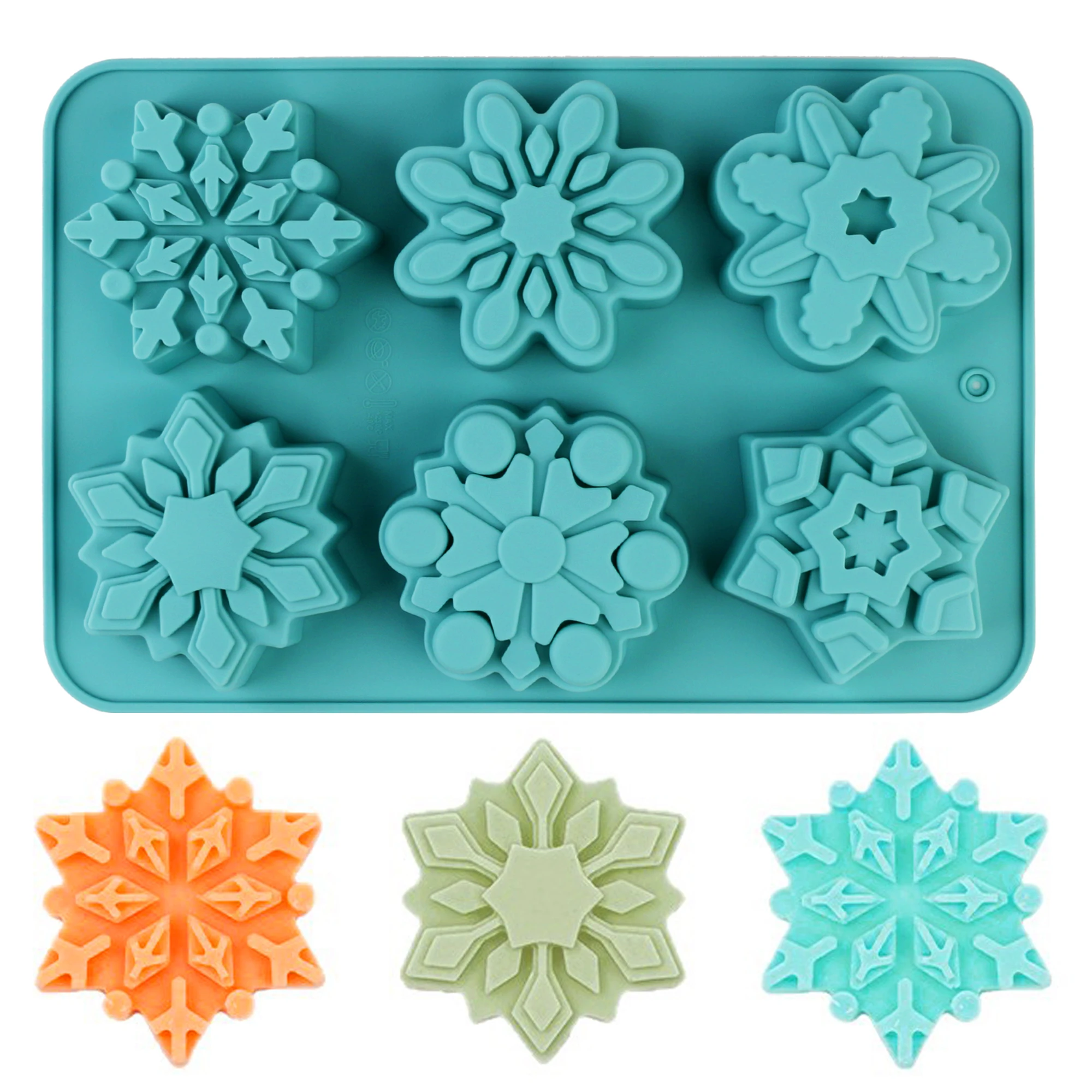Image of 1 Stück Silikon-Schneeflockenform für Weihnachtsbacken, verdickte Form zur Herstellung von Schneeflockenkerzen, Desserts, Mousse und Süßigkeiten