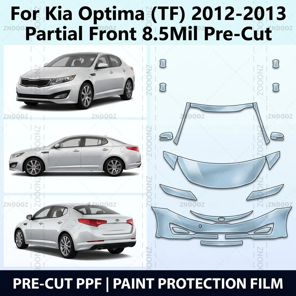 For Kia Optima (TF) 2012-2013 Partial Front 8.5Mil Pre-Cut PPF Paint Protection Film Kit, TPU Self Healing Scratch Resistant