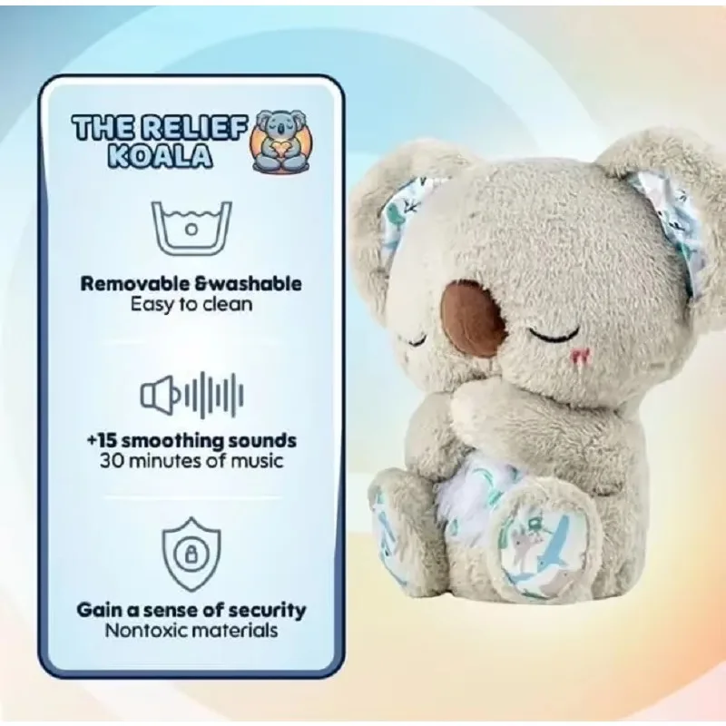 Boneca de Pelúcia Kawaii Stitch para Bebê, Acompanhante para Dormir, Musical Som Calmante com Air Bag e Luz, Brinquedos Respiratórios Presentes