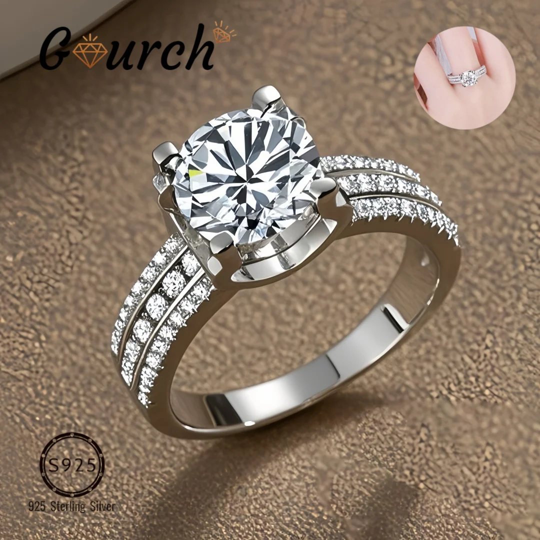 

Gourch 2ct-5ct Moissanite Wedding Ring 925 Stering Silver for Women D Color VVS1 Fine Jewelry Gifts for Women's Luxury Ring