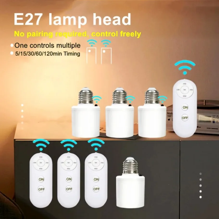 Multiple Controls E27 Wireless Remote Control Smart Timer Switch Lamp Holder 110V 220V Multi Light Timer Switch For Room Bedroom