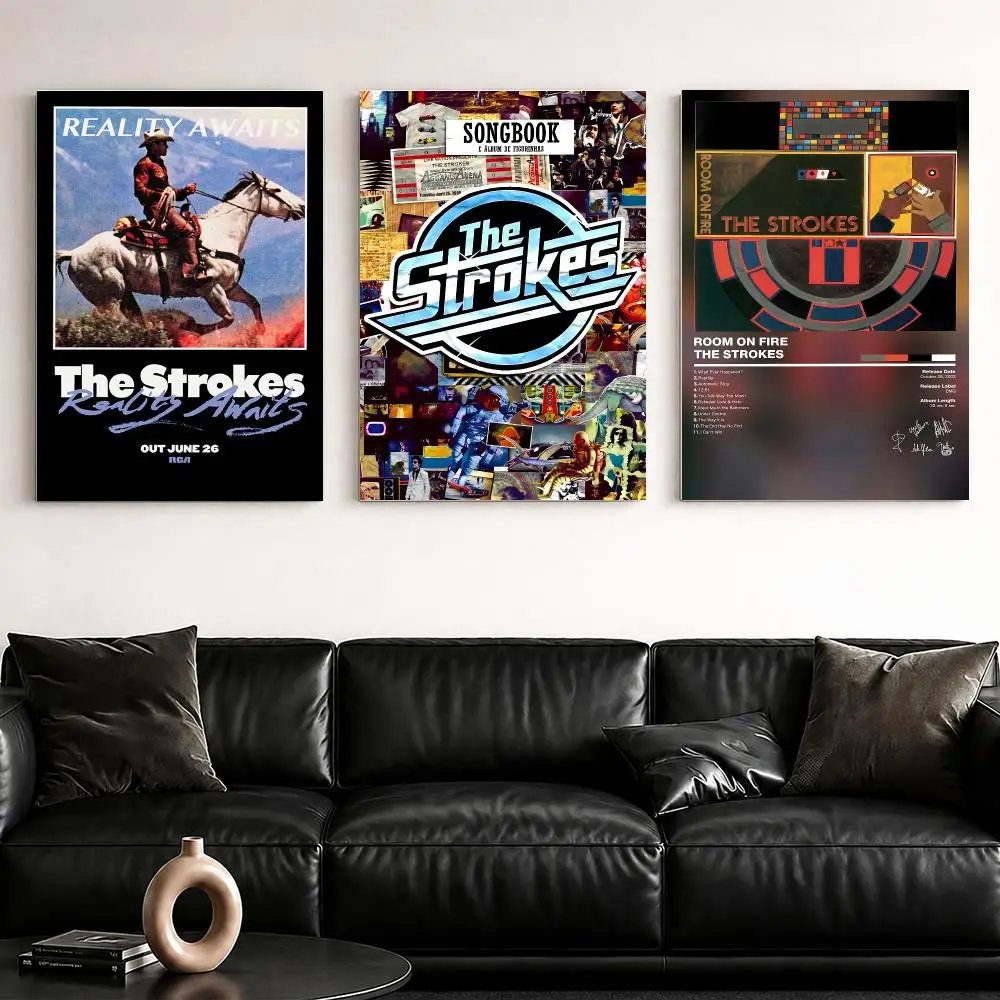 Rock Band Album The S-Strokes Framed Wall Painting Ready to Hang Canvas Poster for Bedroom Living Room Hallway Home Decor Gift