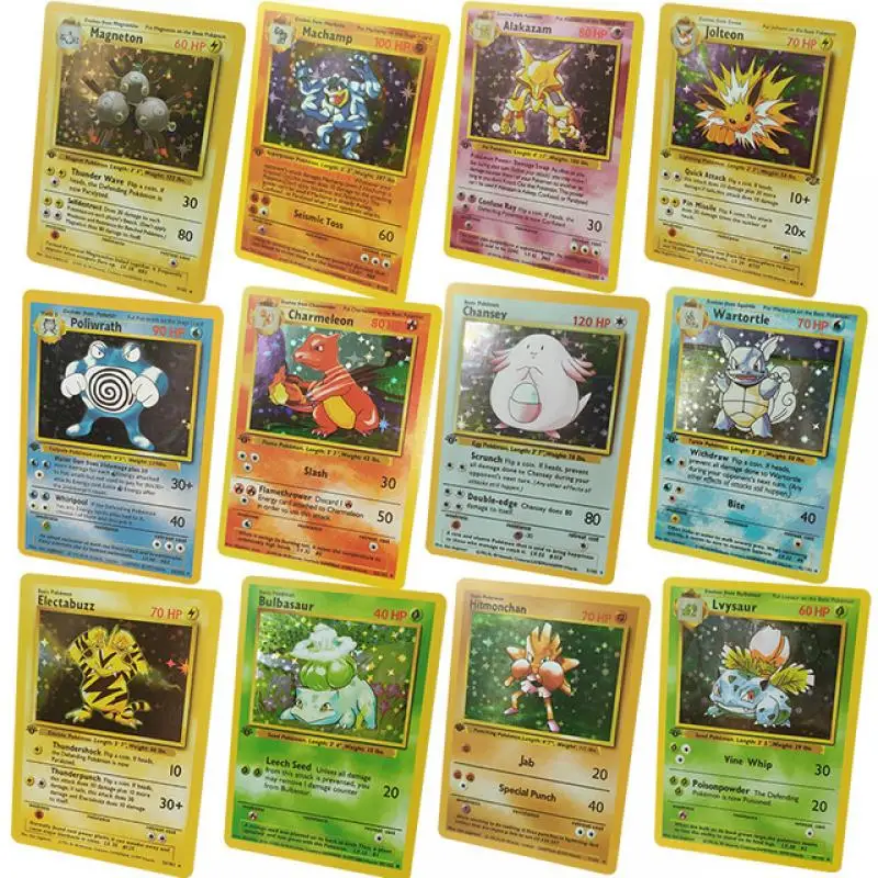 Pokemon Basis Set Cartoon Pikachu Charizard 1996 Jaar Engels Kaarten Diy Game Pokemon Shining Game Collection Cards Gift Toys