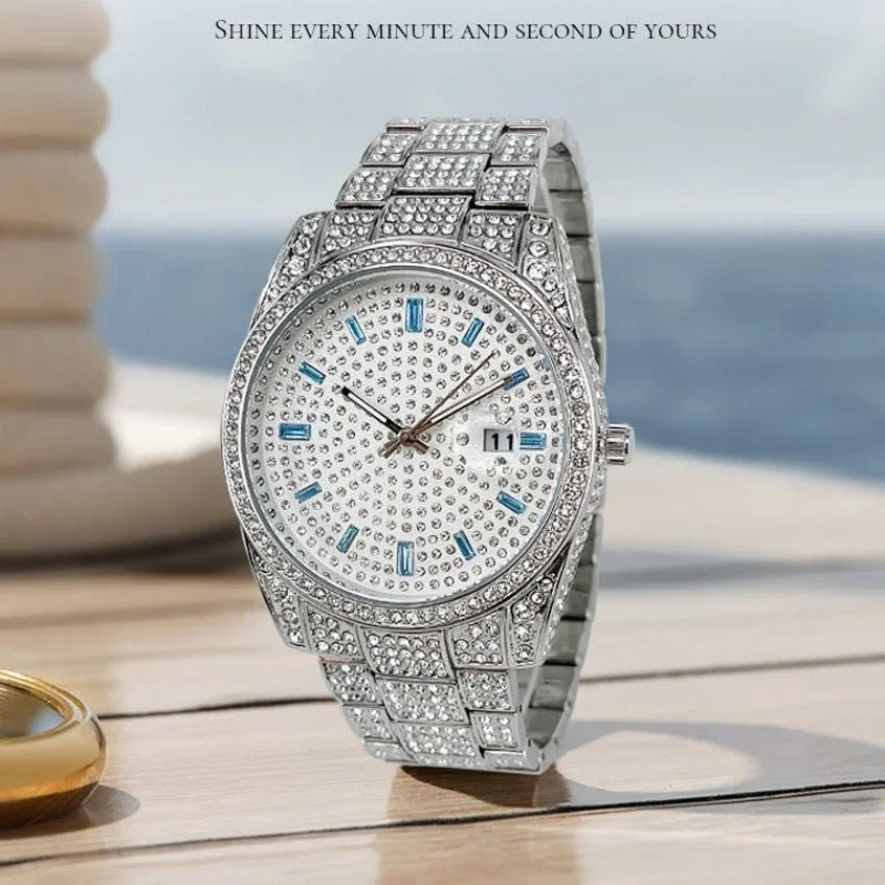 Luxuriöse, hochwertige, luxuriöse, modische High-End-Diamant-Quarzuhr, Business-Uhr für Männer und Frauen zum Zusammenhalten