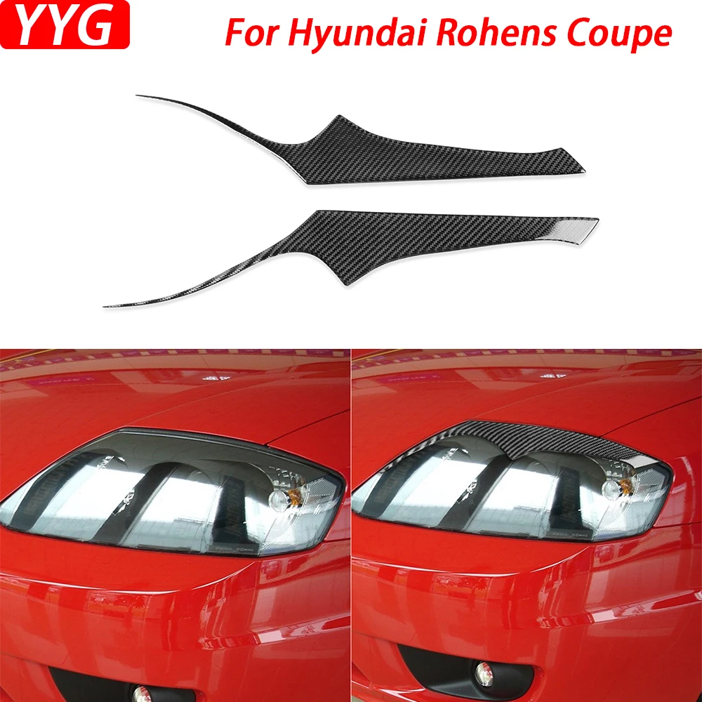 For Hyundai Rohens Coupe 2003-06 Carbon Fiber Front Headlight Eyelid Eyebrow Cover Decorative Car Decorative Accessories Sticker