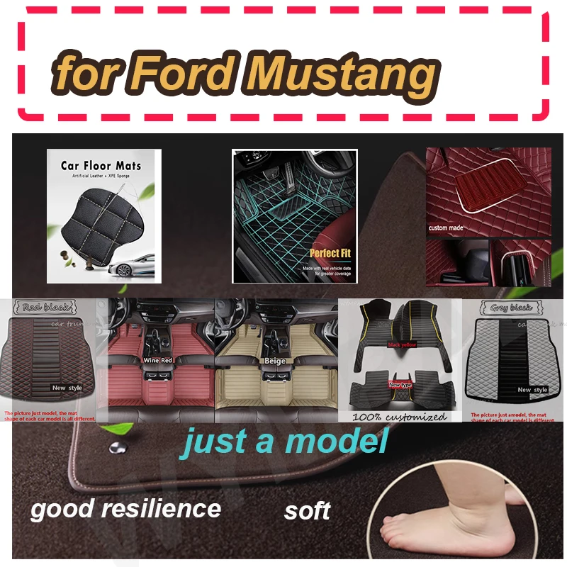 

LUXURY For Ford Mustang 2021 2020 2019 2018 2017 2016 2015 Car Floor Mats Interior Styling Leather Rugs