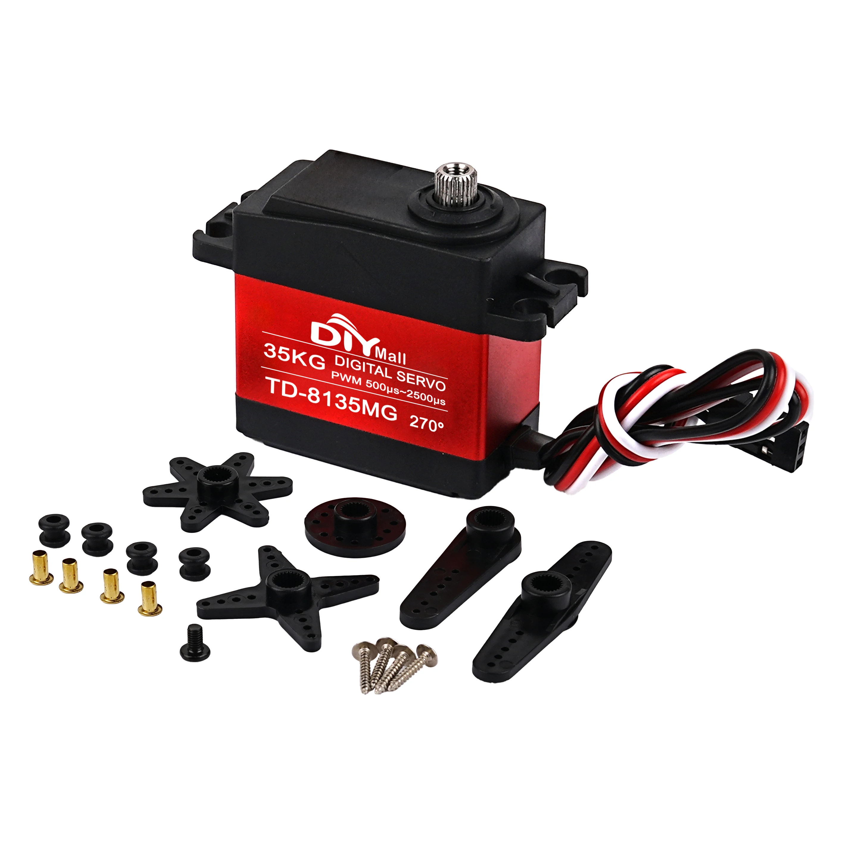 Servomotor Digital de 35kg.cm, Servo sin núcleo controlable con ángulo de torsión grande, resistente al agua de 360 grados para RC, coche, avión, TD-8135MG