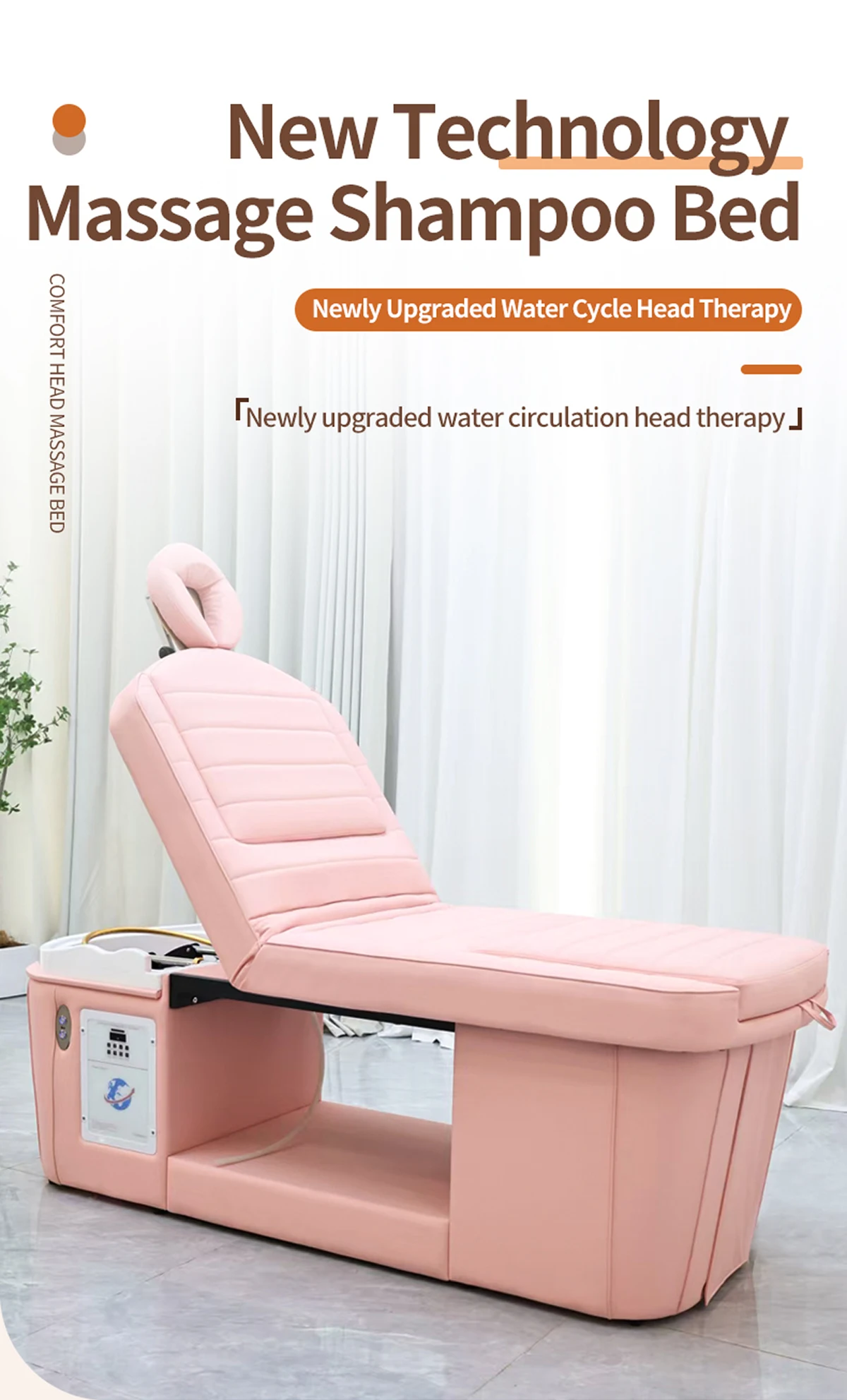 XinSheng Shampoo-Bett, Kopf-SPA-Salonbetten mit Rückenheben und Fußbad, Massagetisch, Aufbewahrungsmöbel im Großhandel – Detail 3
