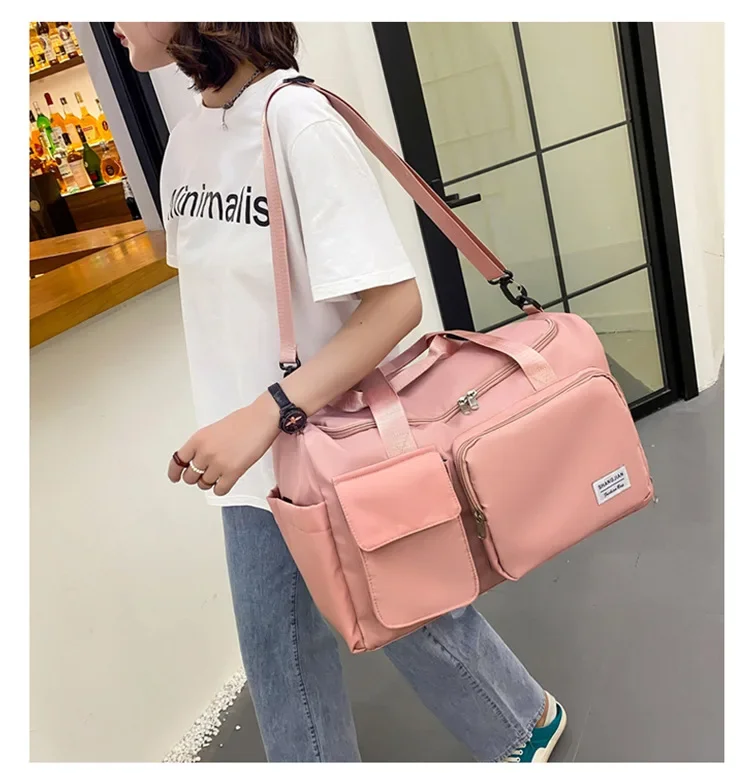 Bolsa de viaje de gran capacidad para mujer, bolsa de gimnasio para fin de semana, bolsas de lona para la noche con comp