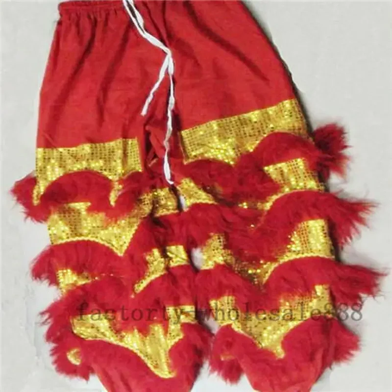 Chinese Folk art Lion Dance Pants Adults Size Costume Wool Southern Lion Outfits Dress Pants Trousers Fur Trim Layered Beautiful