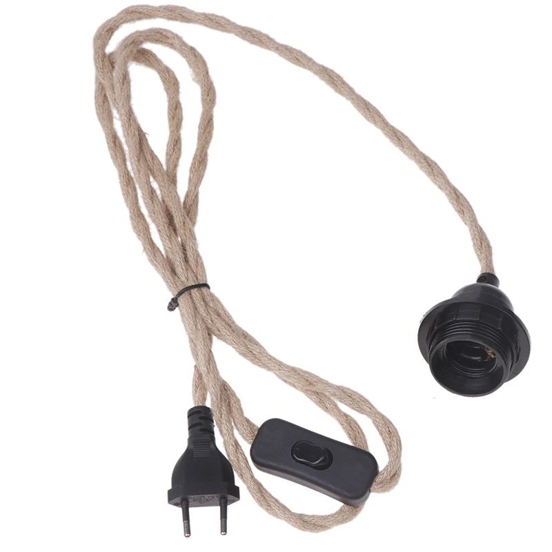 E27Table Lamp Acessórios com Hemp Rope Switch Plug, Household Removível Pequeno Lustre, Simples Hemp Rope Lâmpada, 2m, 3m, 4.5m